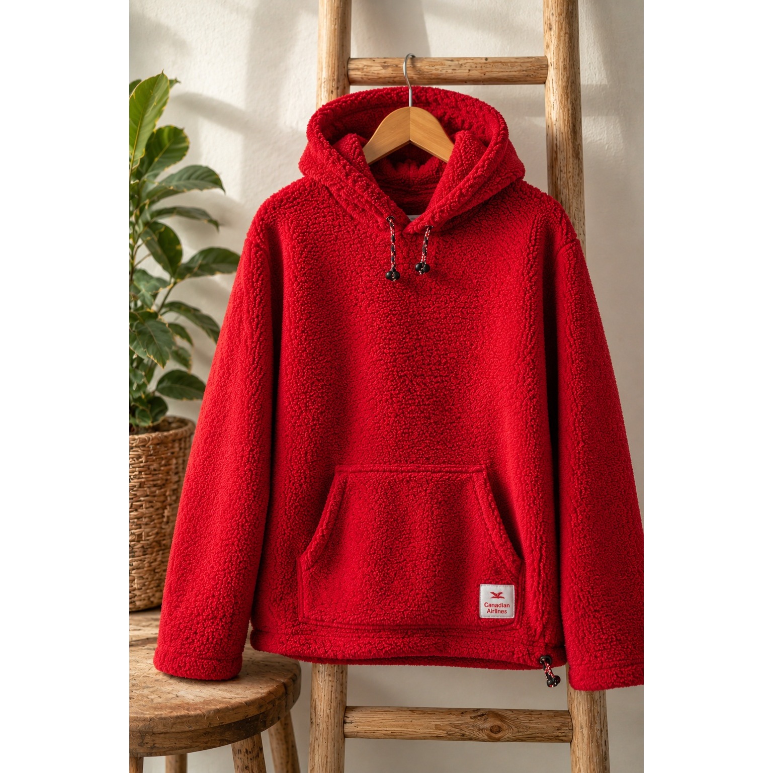 Vintage Canadian Airlines Red Fleece Hoodie Made In Canada By Specialty House L
